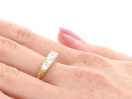 Five Stone Diamond Ring 18ct Gold Wearing Side Onj