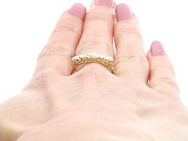 Five Stone Diamond Ring 18ct Gold Wearing Close Up