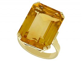 15.71ct Citrine and 14ct Yellow Gold Dress Ring - Vintage Circa 1940