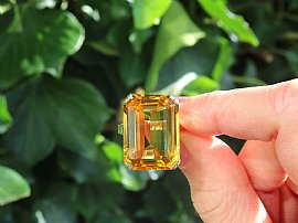 Emerald Cut Citrine Ring Yellow Gold Outside 