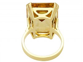 Vintage Emerald Cut Citrine Ring Yellow Gold