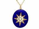 Enamel and Pearl, 9ct Yellow Gold Locket - Antique Circa 1890