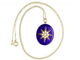 Antique Gold Enamel and Pearl Pendant