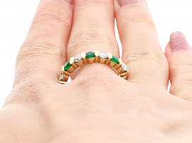 1980s Emerald and Diamond Ring Worn