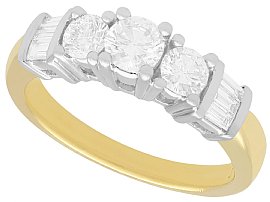 1.03 ct Diamond and 18 ct Yellow Gold Trilogy Ring - Vintage Circa 1990