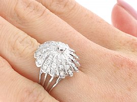 1950s White Gold Cluster Ring Wearing Side On