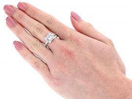 wearing Image Platinum Ring with Antique Diamonds