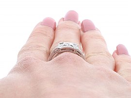 Platinum Dress Ring with Antique Diamonds on Hand