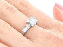 1.52 Carat Princess Cut Diamond Ring Wearing