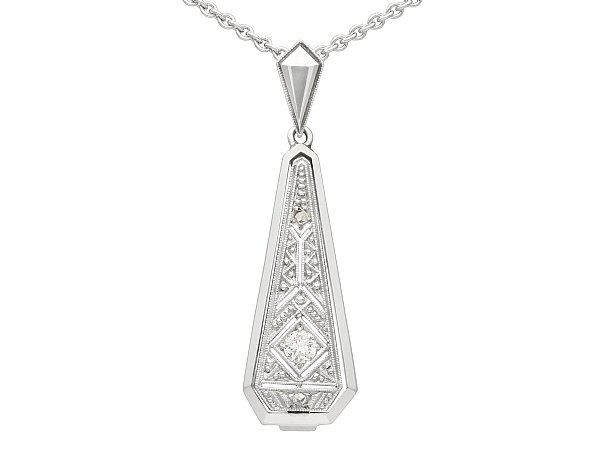 Art Deco Diamond Pendant White Gold