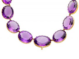 396.09 ct Amethyst and 14ct Yellow Gold Riviere / Collarette Necklace - Antique Circa 1880