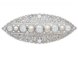 6.73ct Diamond and Pearl, 18ct Yellow Gold Brooch - Antique Circa 1890