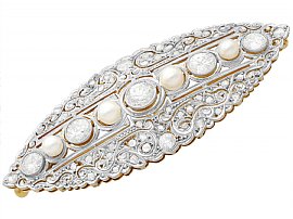 Antique Pearl and Diamond Brooch Yellow Gold Outside