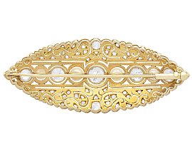 Antique Pearl and Diamond Brooch Yellow Gold Reverse 