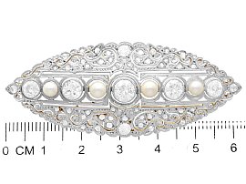 Pearl and Diamond Art Deco Brooch Measurements 
