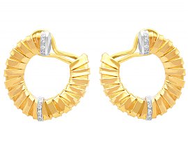 0.21ct Diamond and 18ct Yellow Gold Twirl Earrings - Vintage Circa 1950