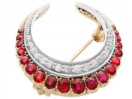 Antique Crescent Ruby Brooch