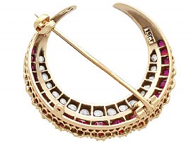 Antique Ruby Crescent Brooch