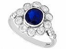 1.28ct Sapphire and 1.20ct Diamond, 18ct White Gold Cluster Ring - Antique Circa 1920