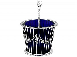 Antique Sugar Basket Blue Glass