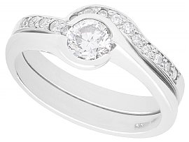 0.65ct Diamond and Platinum Solitaire Ring and Wedding Band - Contemporary