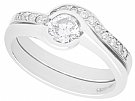 0.65ct Diamond and Platinum Solitaire Ring and Wedding Band - Contemporary
