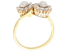 Edwardian Pearl and Diamond Twist Ring 1900s
