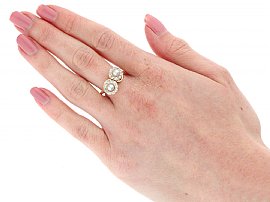 Pearl and Diamond Twist Ring Wearing 