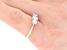 1940s Diamond Three Stone Ring Wearing