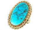 32.50 ct Turquoise  and 14 ct Yellow Gold Dress Ring - Vintage Circa 1960