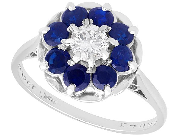 1970s Sapphire and Diamond Cluster Ring