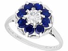 0.64 ct Sapphire and 0.41 ct Diamond, 18 ct White Gold Cluster Ring - Vintage Circa 1970