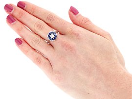 Sapphire Diamond Ring Being Worn