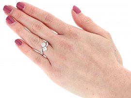 Antique Two Stone Diamond Twist Ring Wearing Image