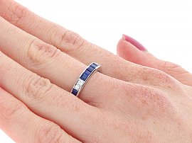 Vintage Sapphire and Diamond Eternity Ring Wearing Image