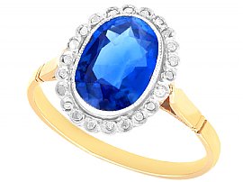 Antique Ceylon Sapphire and Diamond Ring