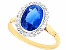 2.04 ct Sapphire and 0.22 ct Diamond, 18 ct Yellow Gold Cluster Ring - Antique Circa 1920