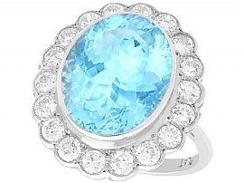 Oval Cut Aquamarine Ring with Diamonds