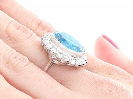 Aquamarine and Diamond Dress Ring on the Hand