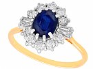 2.18ct Sapphire and 0.96ct Diamond, 18ct Yellow Gold Cluster Ring - Antique Circa 1930