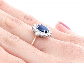 Sapphire and Diamond Ring Wearing Side On 