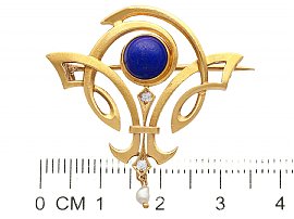 Lapis Lazuli Brooch with Diamonds Measurements