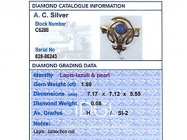 Lapis Lazuli Brooch with Diamonds Report Card