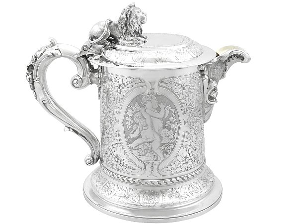 Large Antique Silver Jug with Lid 