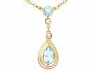 1.13 ct Aquamarine and Seed Pearl, 9 ct Yellow Gold Necklace - Antique Circa 1910