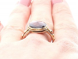 Victorian Garnet Ring Wearing Close Up 