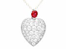 0.60ct Ruby and 3.16ct Diamond, 12 ct Rose Gold Heart Pendant - Antique Victorian Circa 1890