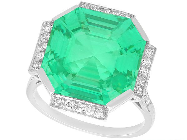 15.59 Carat Emerald and Diamond Ring