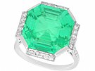 15.59 ct Emerald and 0.48 ct Diamond, 18 ct White Gold Dress Ring -  Art Deco - Antique French Circa 1930