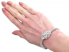 Estate Diamond Bracelet Platinum Wearing 